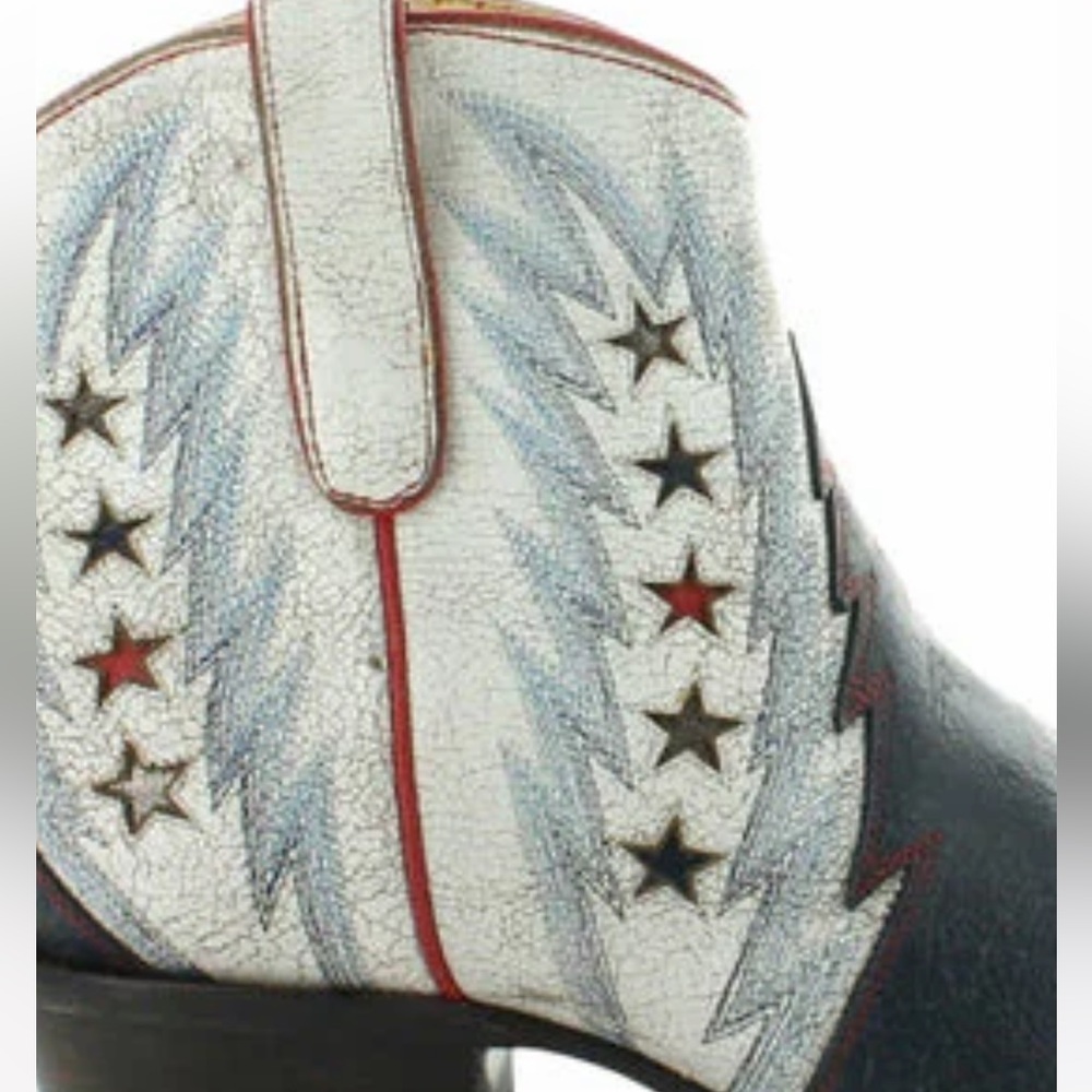 Old Gringo Legacy Blue Zipper Bootie Boot embroidered inlay stars RTL $395 8.5 - Picture 15 of 15